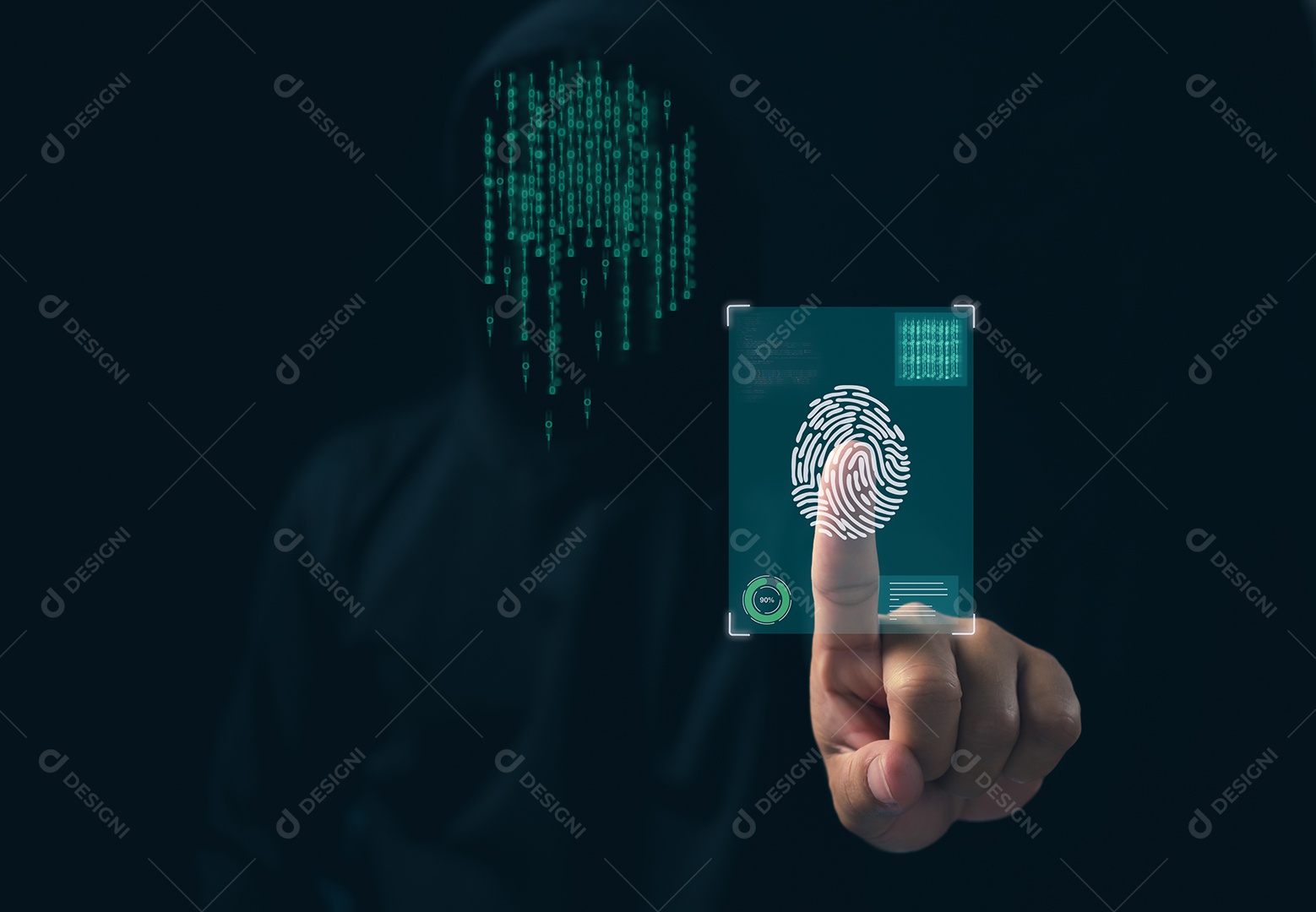 Hacker está digitalizando impressões digitais no escuro.
