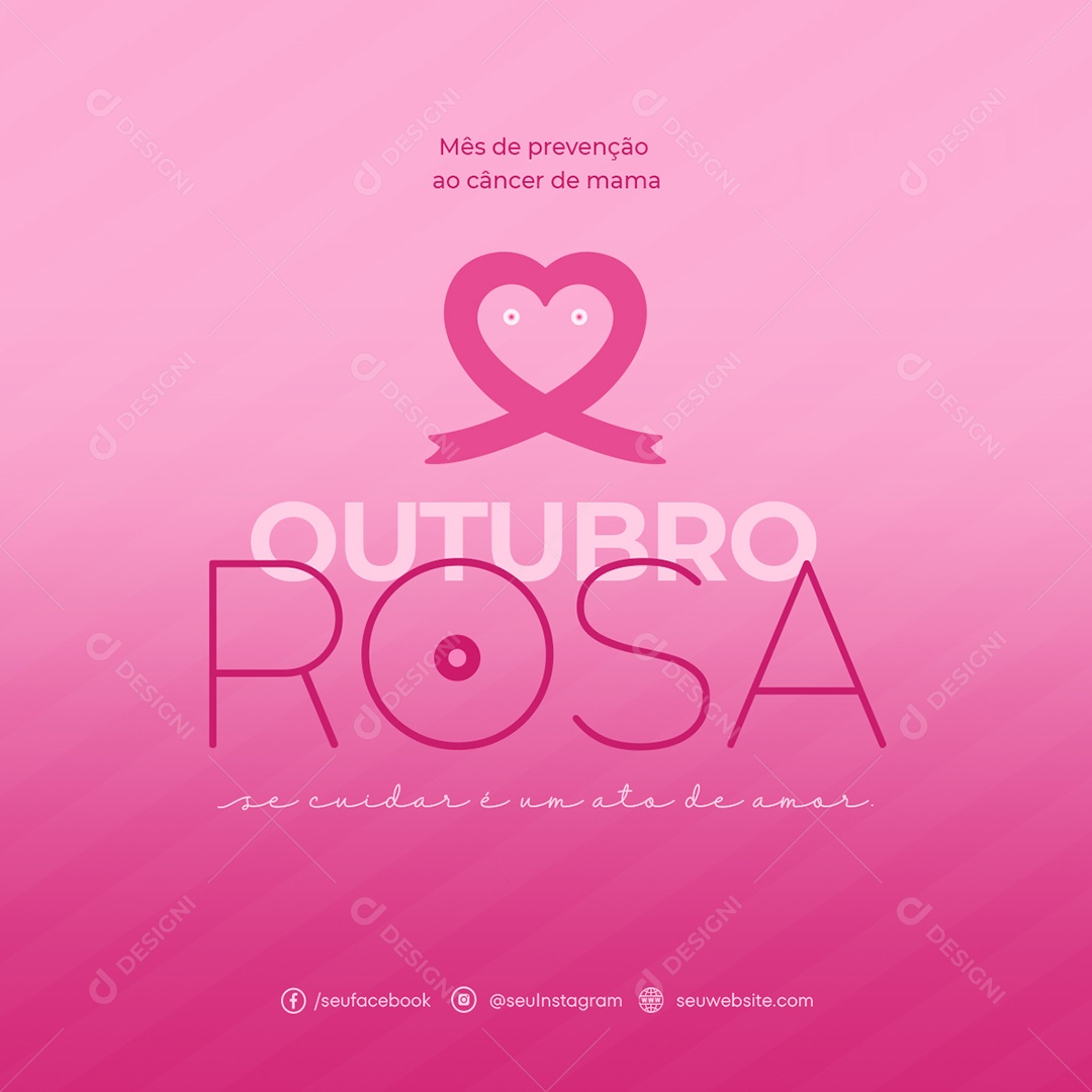 Social Media Outubro Rosa Prevenção Ao Câncer De Mama PSD Editável
