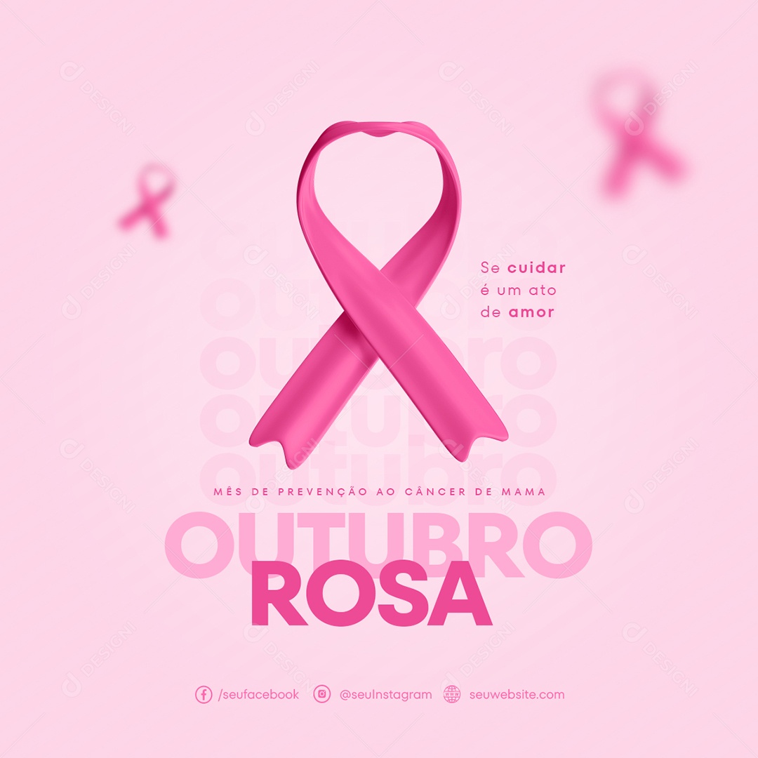 Se Cuidar é Um Ato De Amor Outubro Rosa Social Media PSD Editável