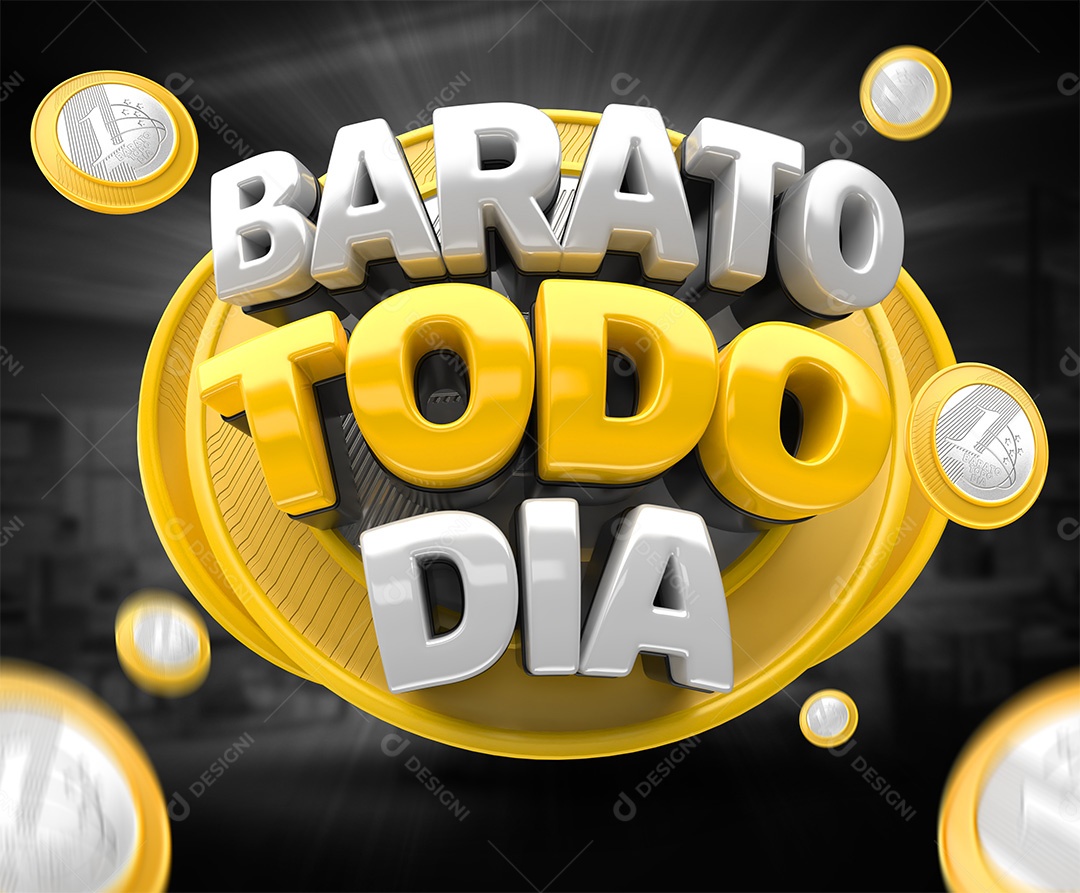 Barato Todo Dia Selo 3D Para Composição PSD