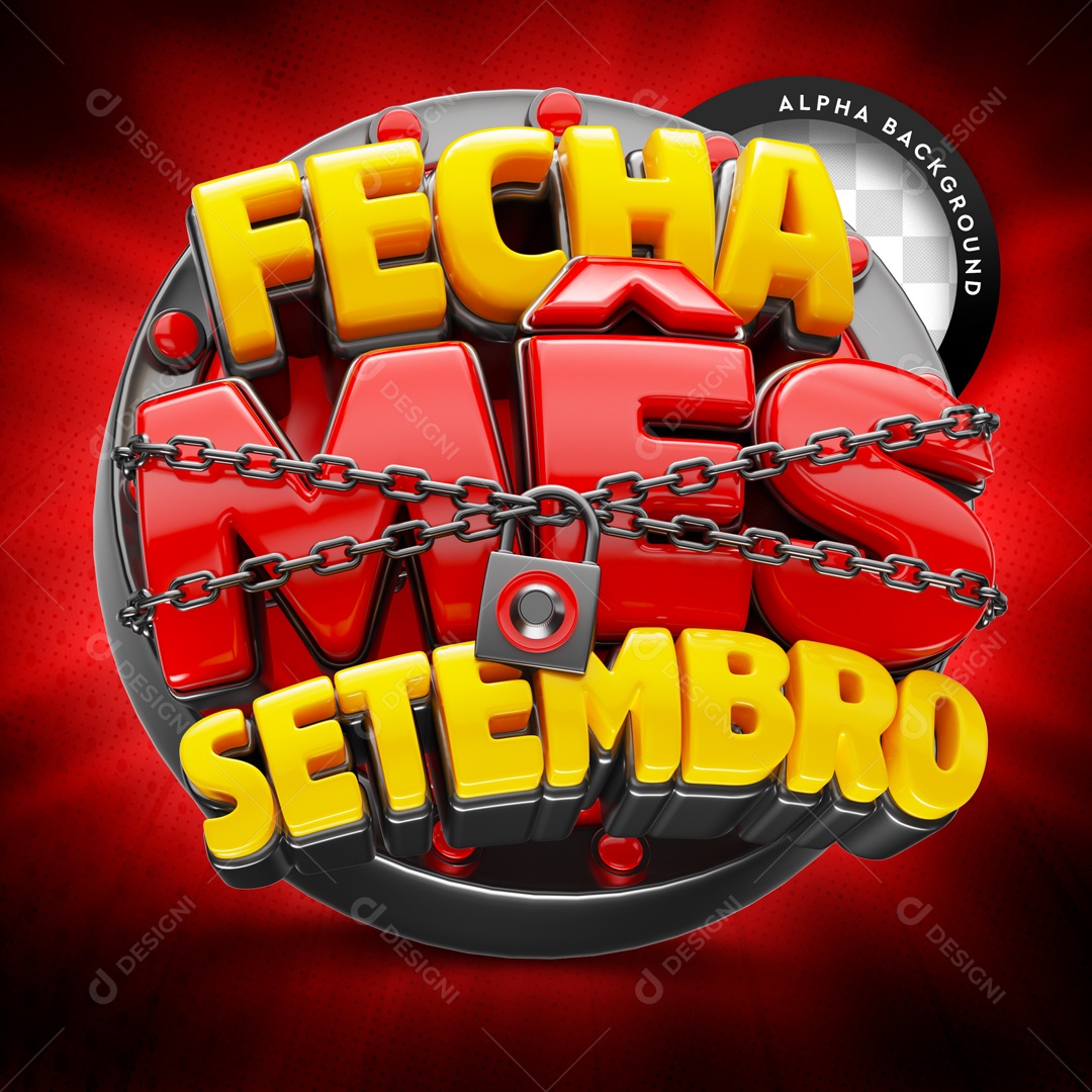 Selo 3D Fecha Mês Setembro Vermelho Para Composição PSD