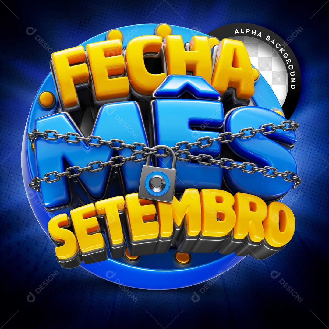 Selo 3D Fecha Mês Setembro Para Composição PSD