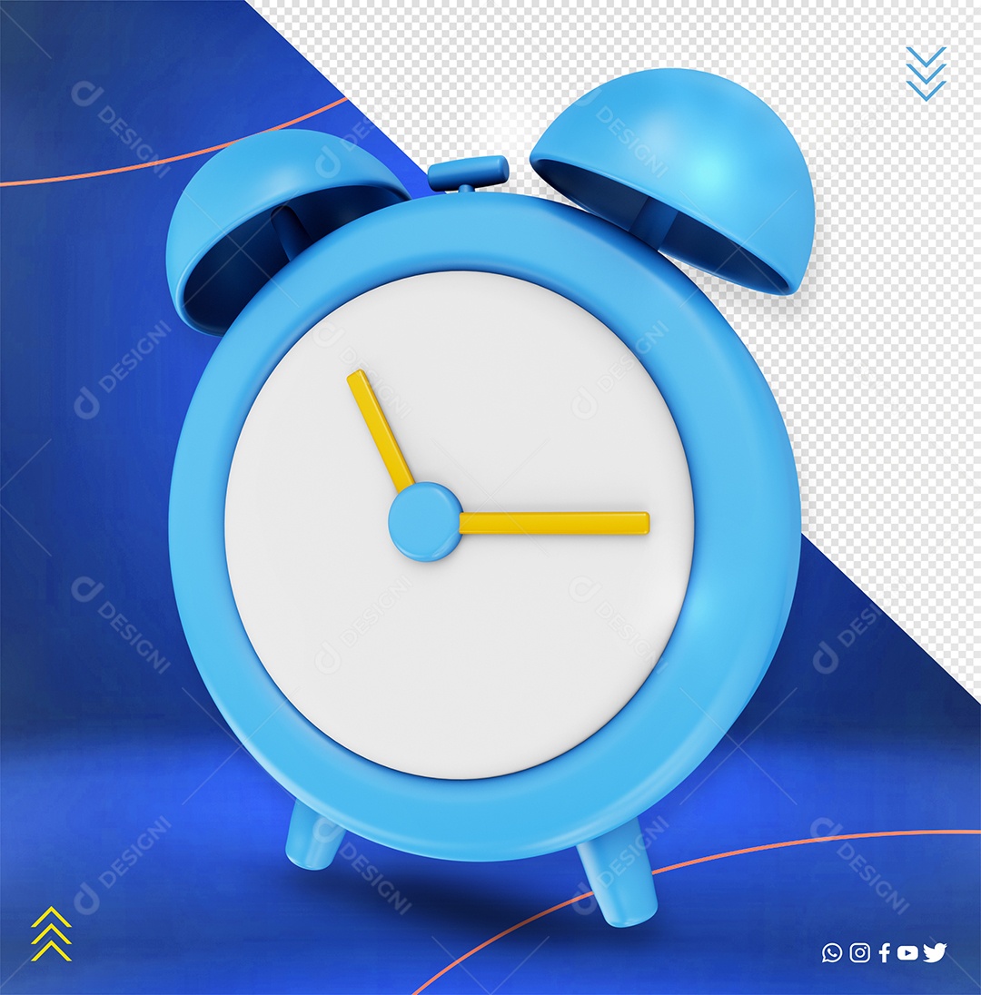 Relógio Despertador Elemento 3D  para Composição PSD