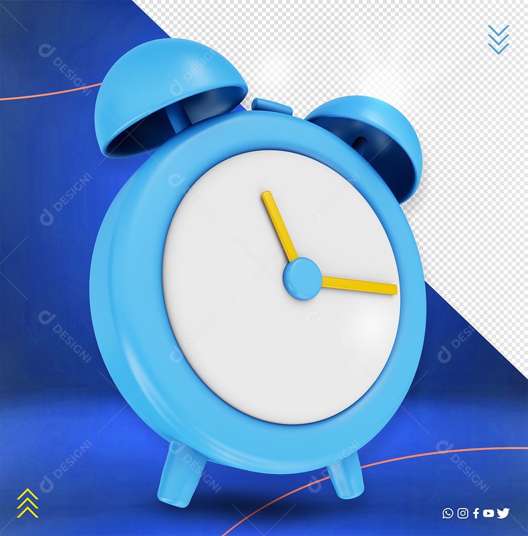 Elemento 3D Relógio Despertador Para Composição PSD