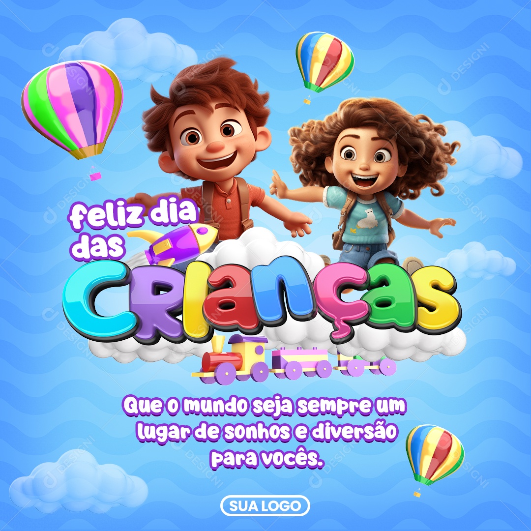 Social Media Feliz Dia Das Crianças Sonhos e Diversões PSD Editável