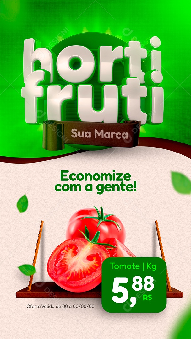 Story Hortifruti Economize com a Gente Tomate Social Media PSD Editável