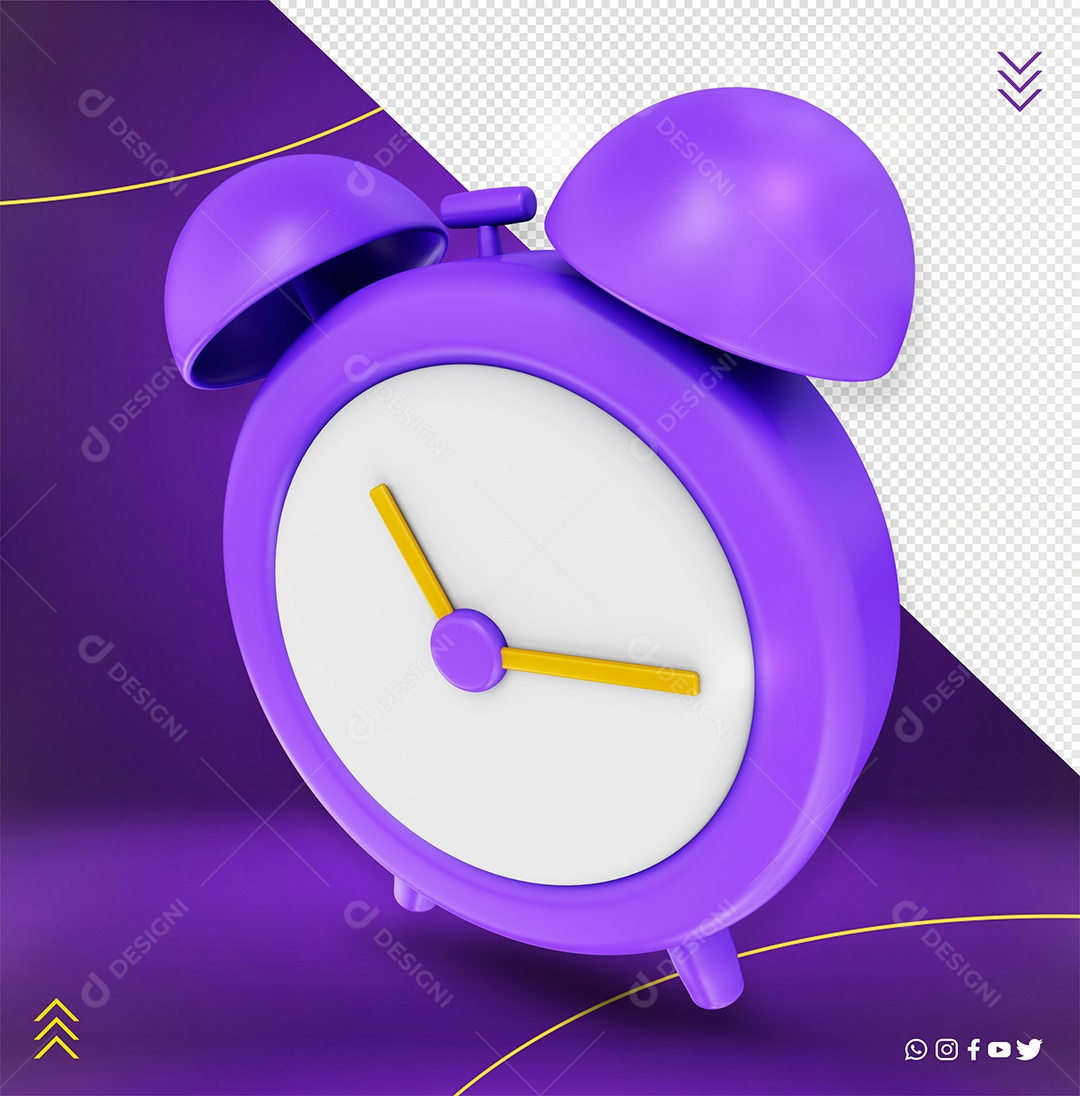 Relógio Despertador Elemento 3D para Composição PSD