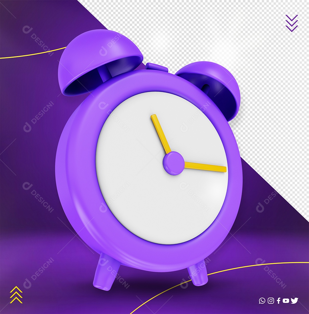 Relógio Despertador Elemento 3D para Composição PSD