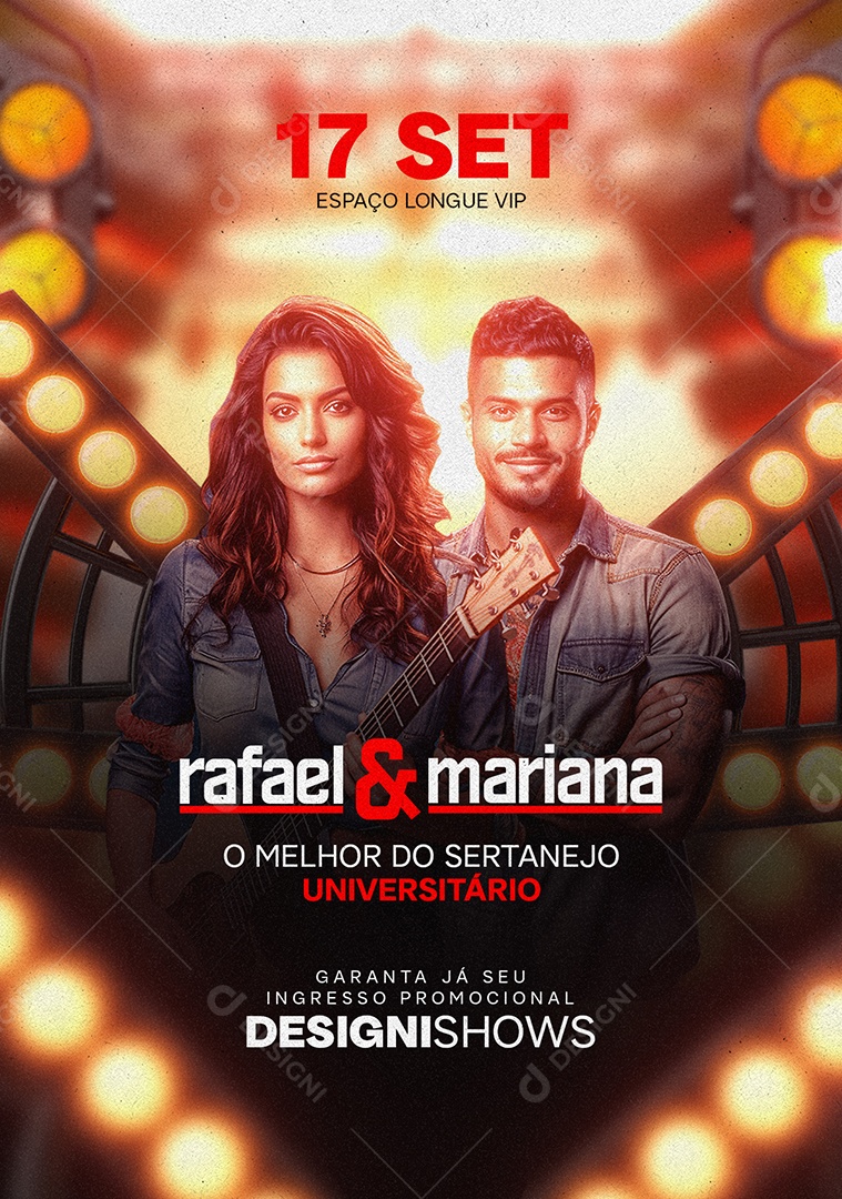 Flyer Rafael & Mariana O Melhor Do Sertanejo Universitário Social Media PSD Editável