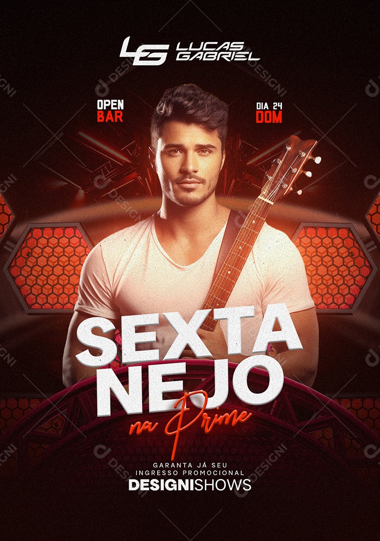 Flyer Sexta Nejo na Prime Lucas Gabriel Social Media PSD Editável