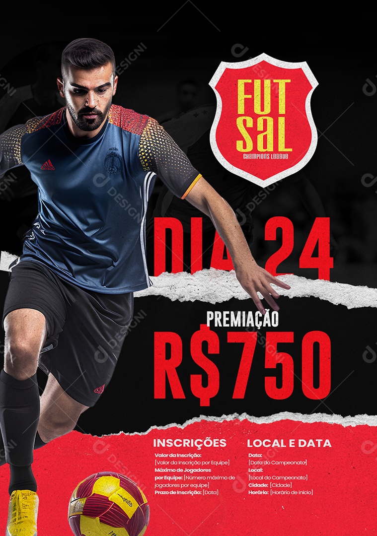 Futsal Champions League Premiação Social Media PSD Editável