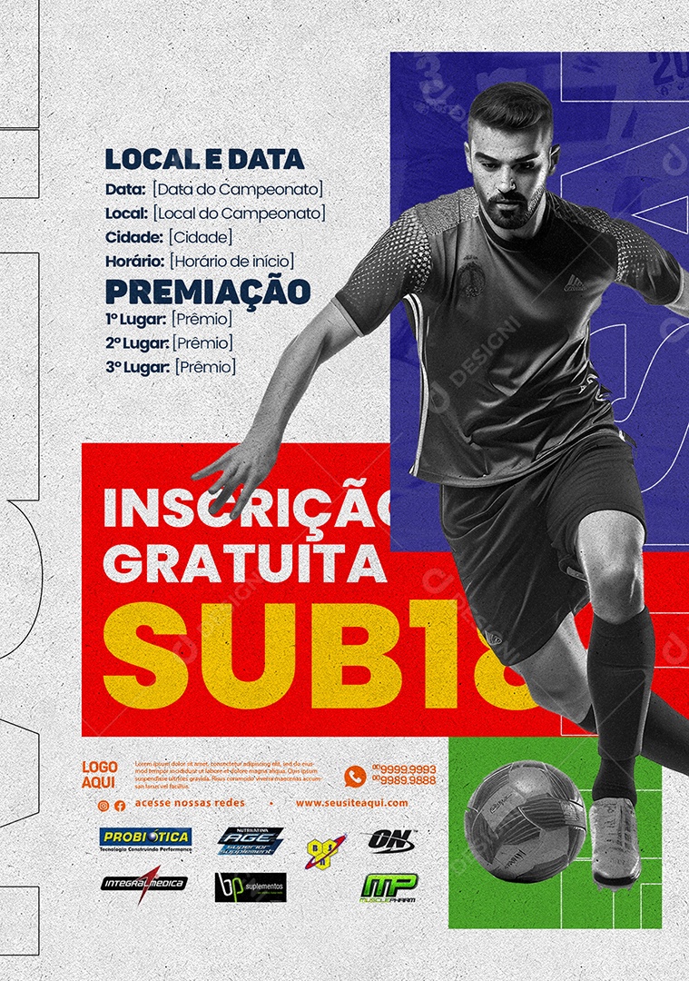 Campeonato de Futsal Sub 18 Inscrição Gratuita Social Media PSD Editável
