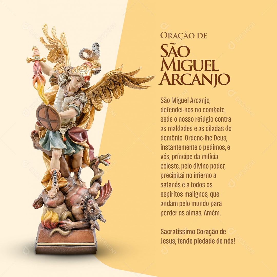 Oração De São Miguel Arcanjo Coração De Jesus Social Media PSD Editável