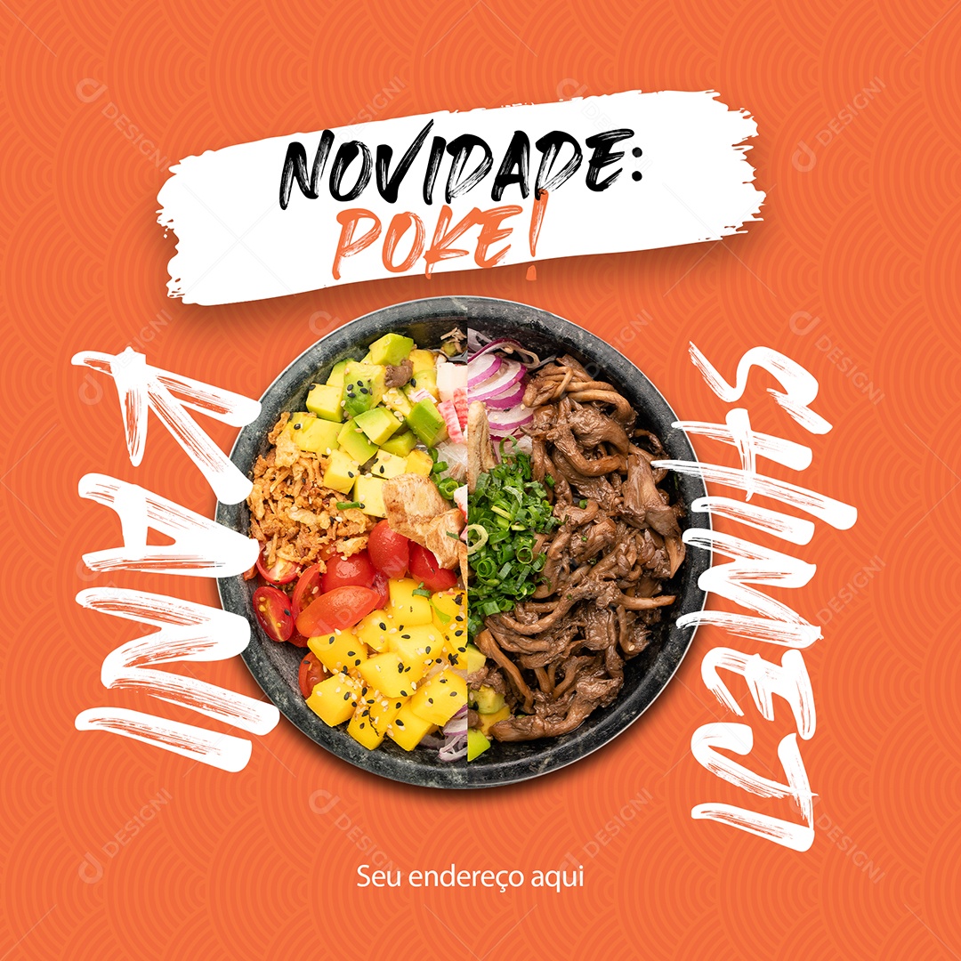Comida Japonesa Novidade Poke Social Media PSD Editável