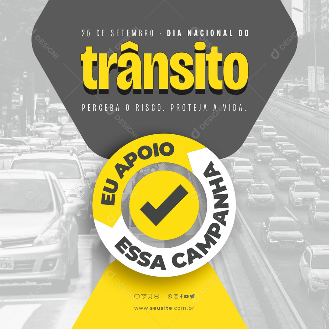 Social Media Dia Nacional Do Trânsito 25 De Setembro PSD Editável