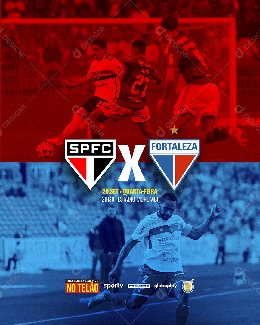 Flyer Futebol São Paulo X Fortaleza Social Media PSD Editável