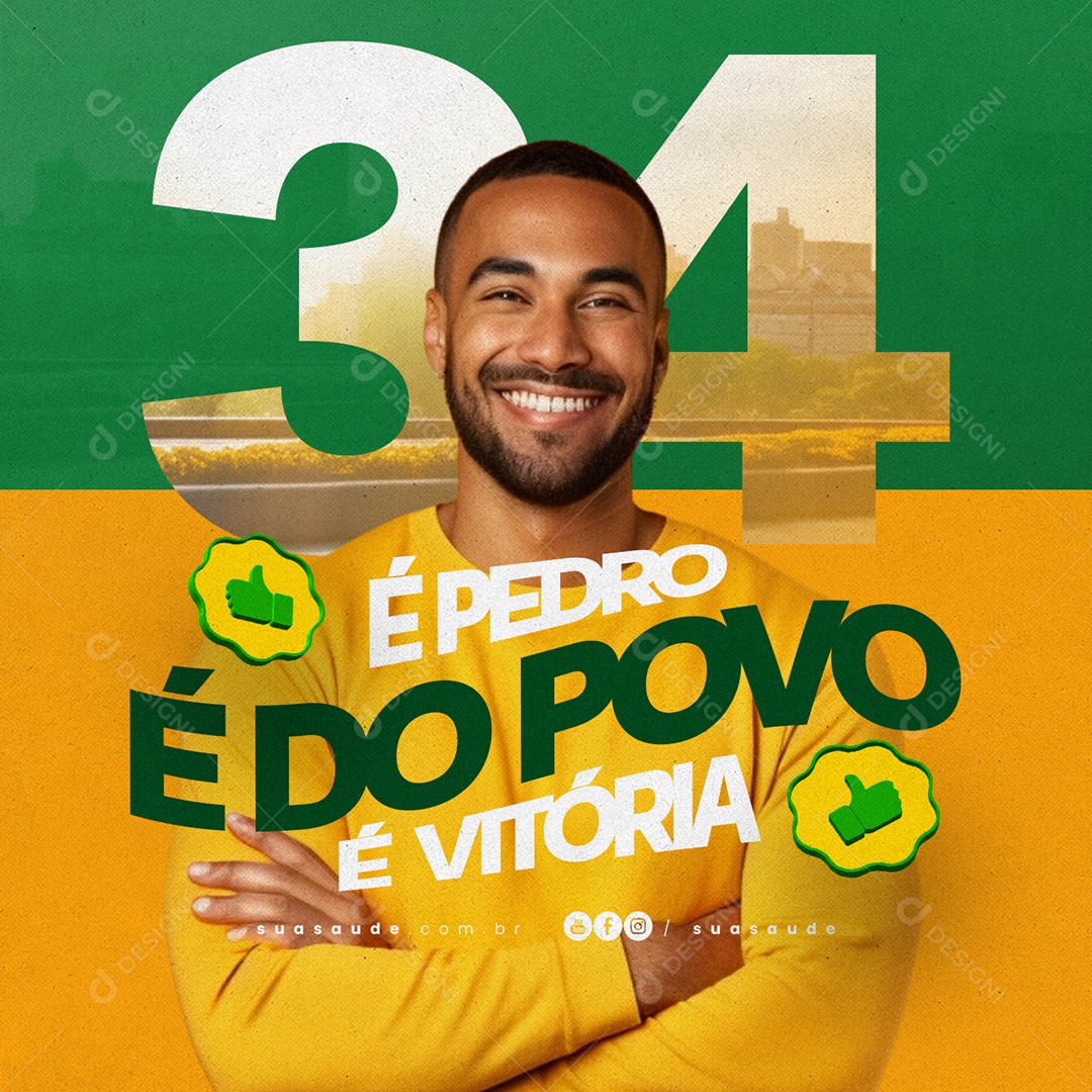 Política Candidato É Pedro É Do Povo É Vitória Social Media PSD Editável
