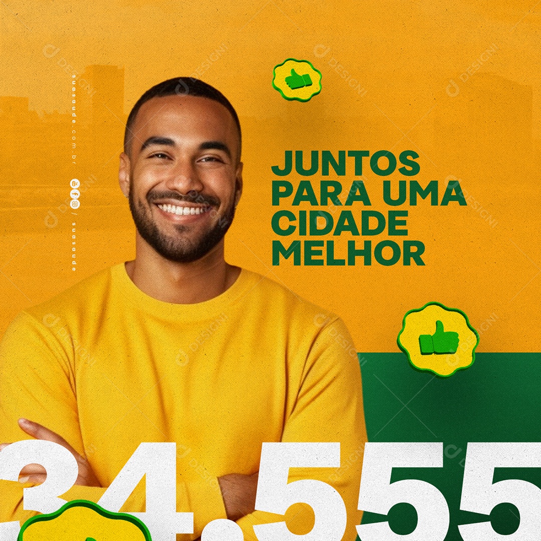 Política Candidato Juntos para Uma Cidade Melhor Social Media PSD Editável