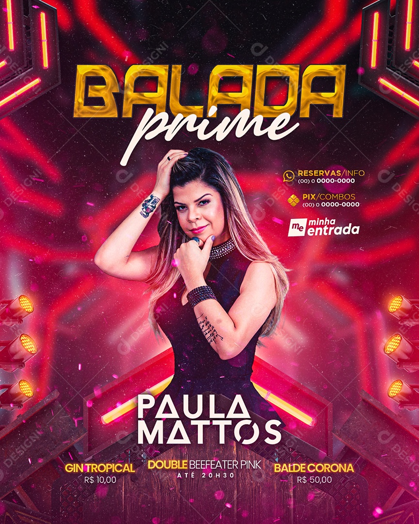 Flyer Balada Prime Paula Mattos Social Media PSD Editável