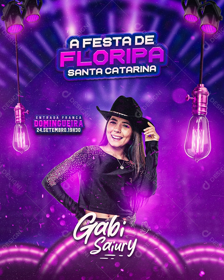 Flyer Gabi Saiury A Festa De Floripa Santa Santa Catarina Social Media PSD Editável