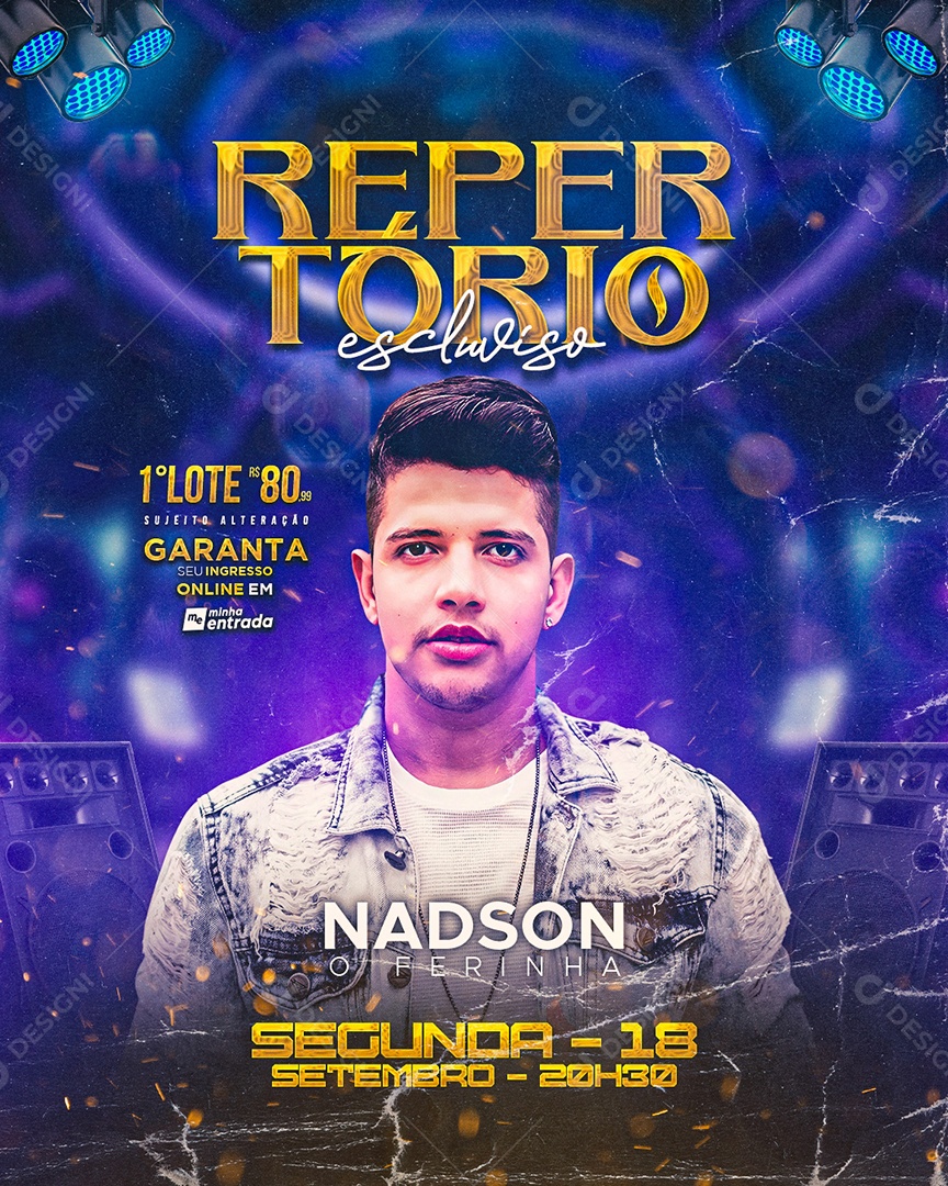 Flyer Repertório Nadson O Ferinha Social Media PSD Editável