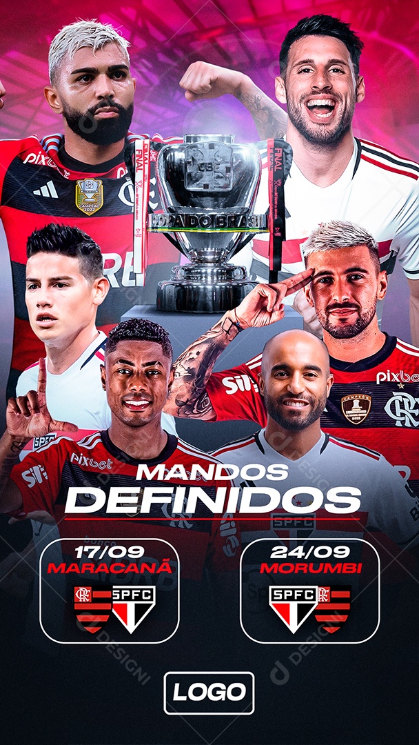 Flyer Story Mandos Definidos Flamengo Vs São Paulo Social Media PSD Editável