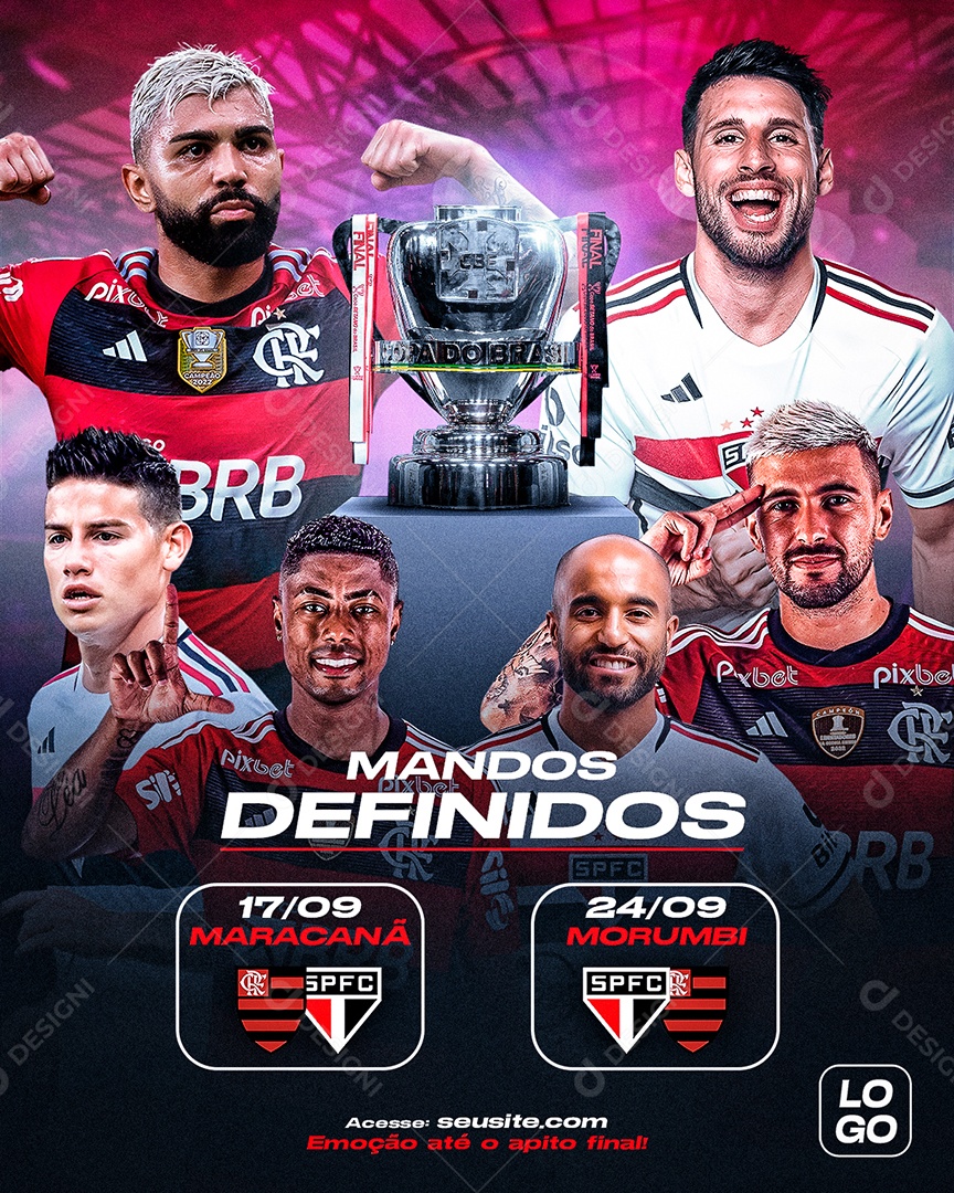 Flyer Feed Mandos Definidos Flamengo Vs São Paulo Social Media PSD Editável