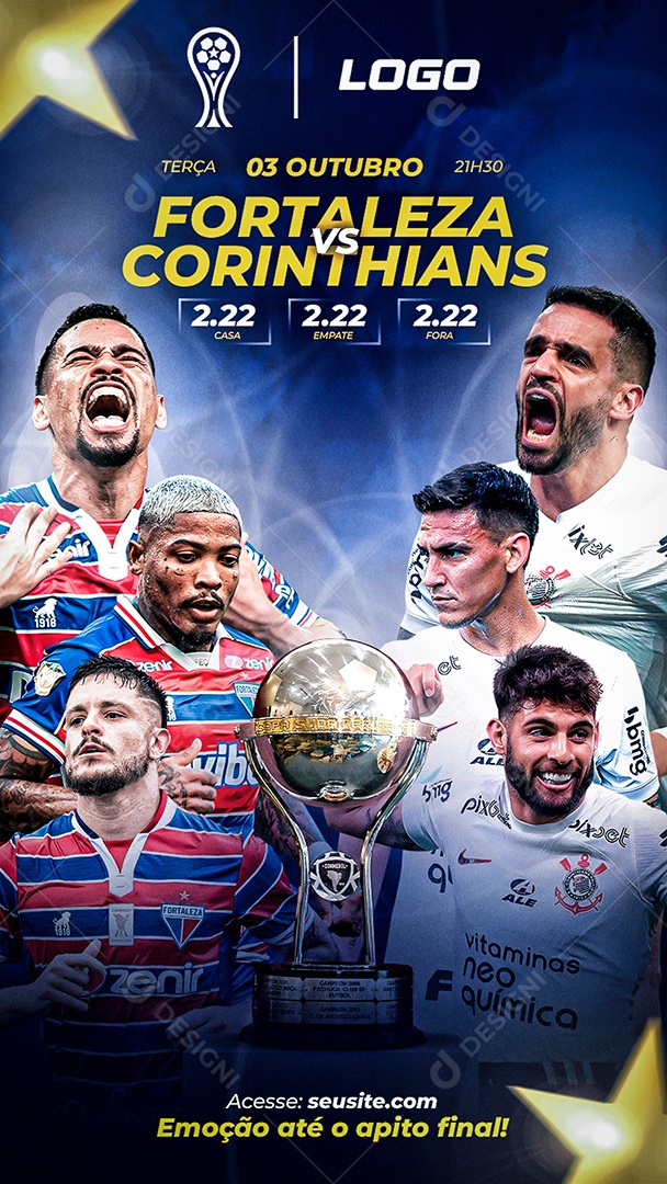 Social Media Flyer Story Fortaleza Vs Corinthians PSD Editável