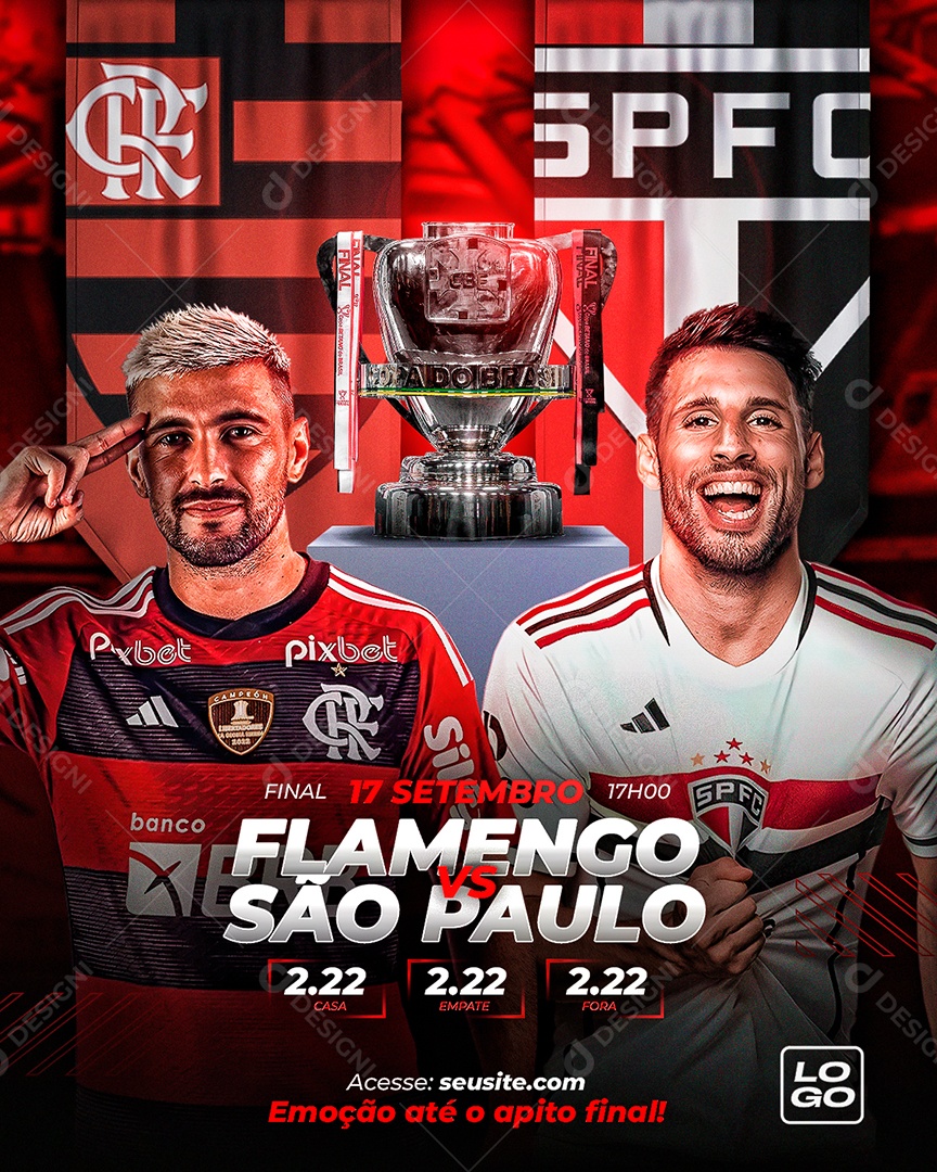 Flyer Feed Futebol Flamengo Vs São Paulo Social Media PSD Editável