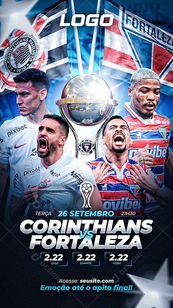 Social Media Flyer Story Corinthians Vs Fortaleza Futebol PSD Editável