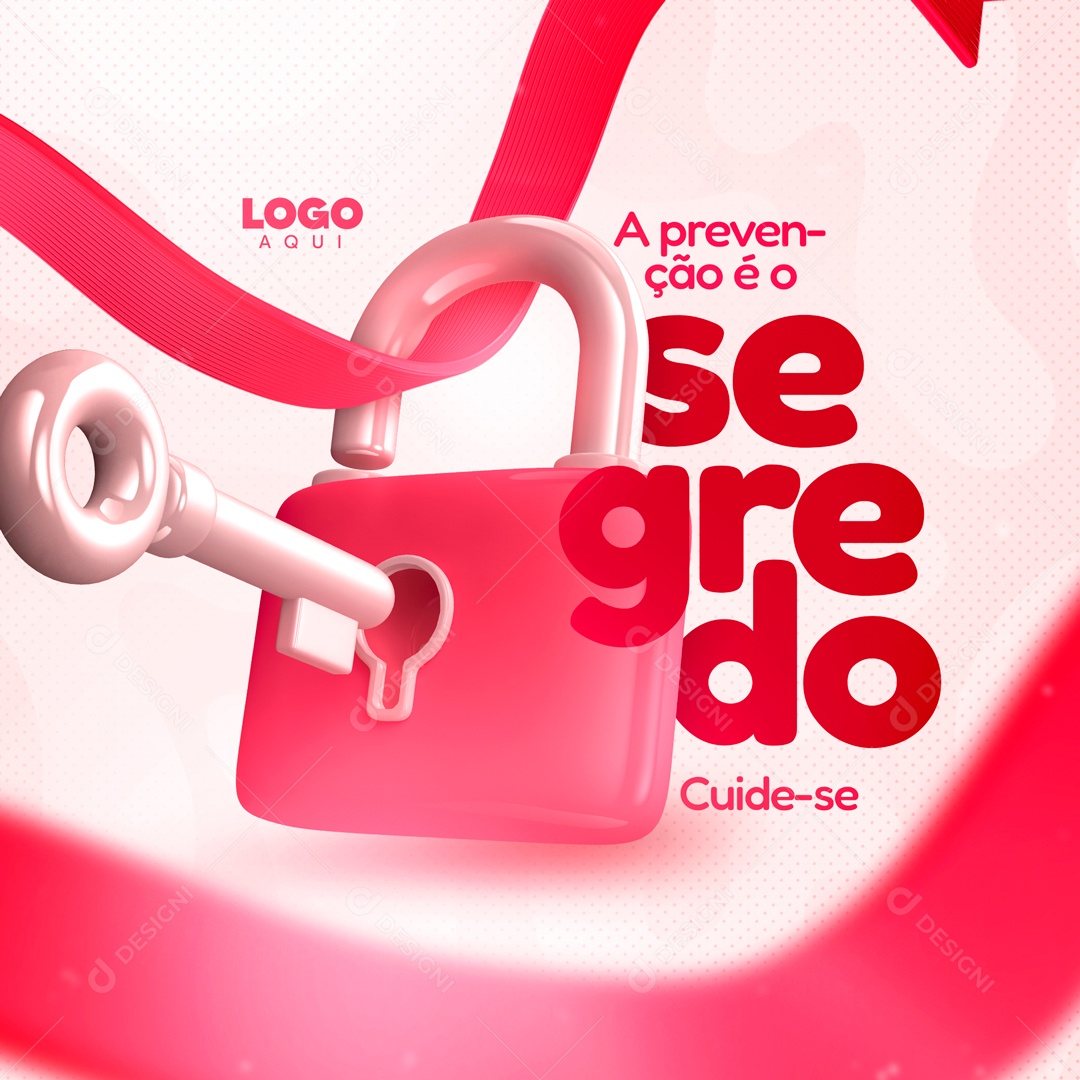 Social Media A Prevenção é o Segredo Cuide-Se Outubro Rosa PSD Editável