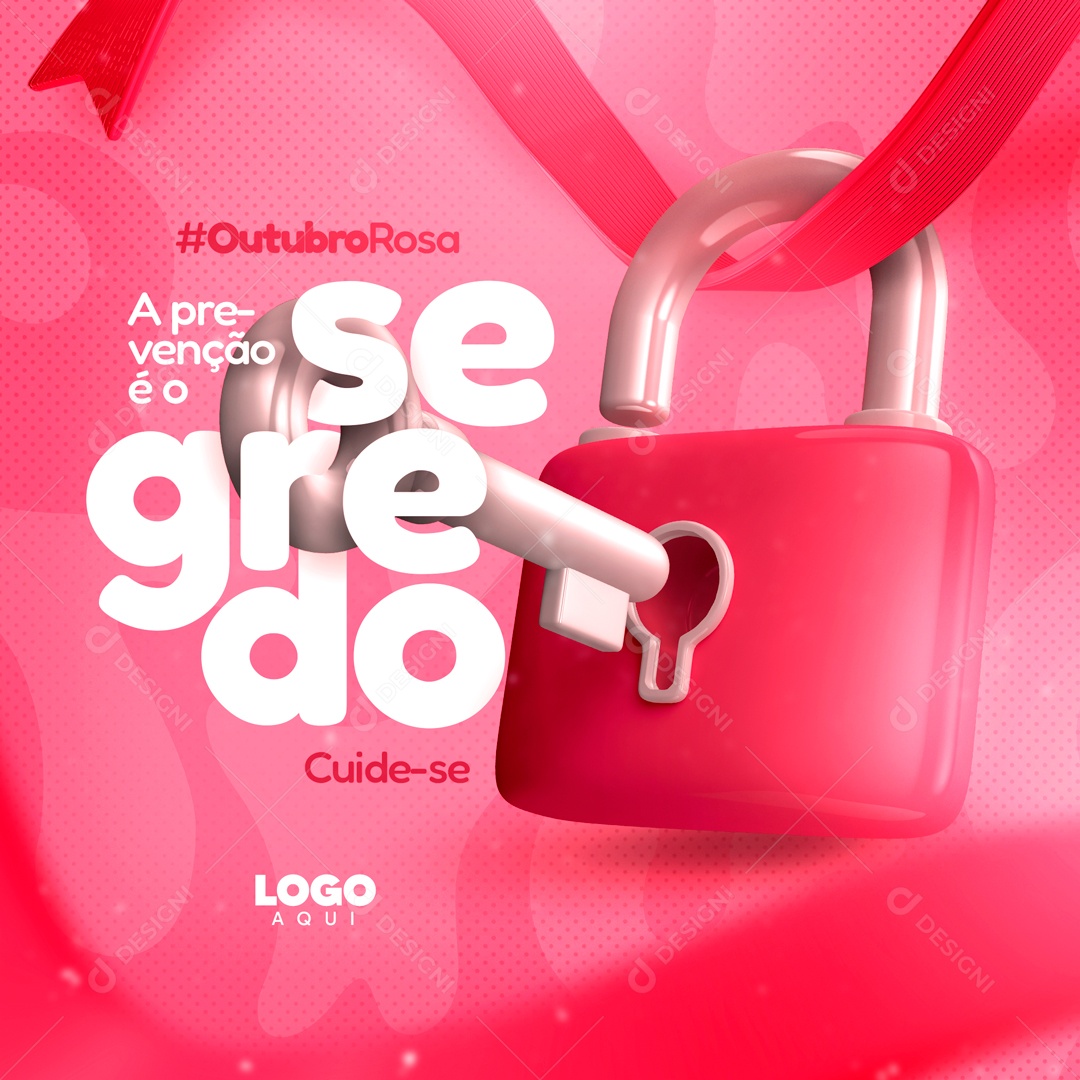 A Prevenção é o Segredo Cuide-se Outubro Rosa Social Media PSD Editável
