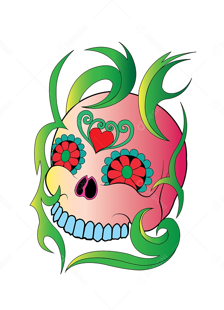 Estampa de Caveira Ilustração Vetor EPS