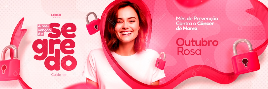 Social Media Banner Prevenção Contra o Câncer De Mama PSD Editável