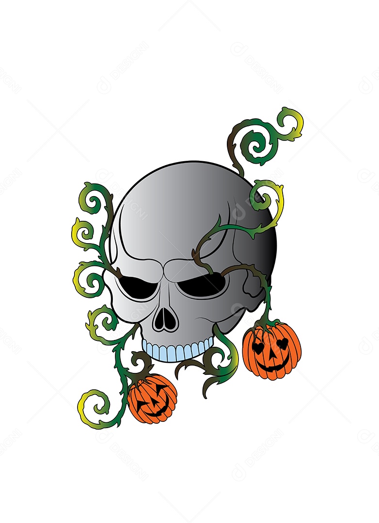 Estampa de Caveira do Halloween Ilustração Vetor EPS