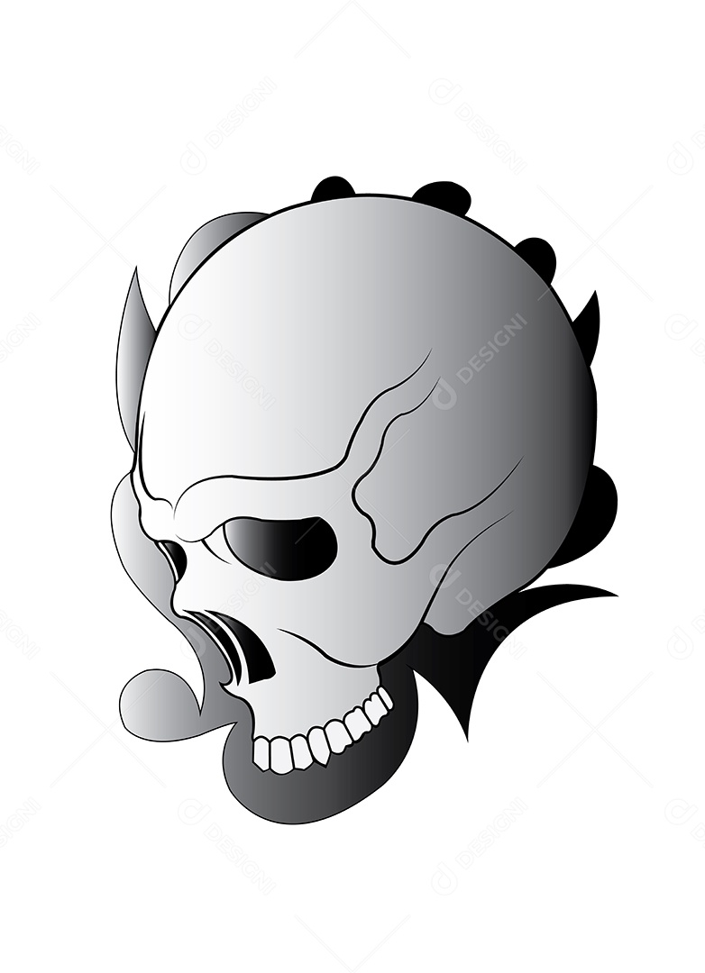 Estampa de Desenho de Caveira Ilustração Vetor EPS