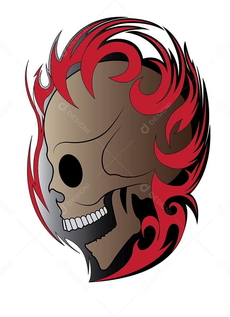 Estampa de Desenho de Caveira Ilustração Vetor EPS