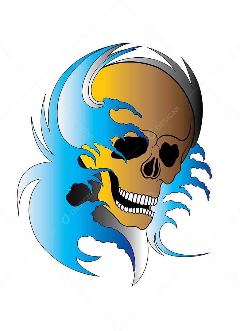 Estampa de Desenho de Caveira Ilustração Vetor EPS