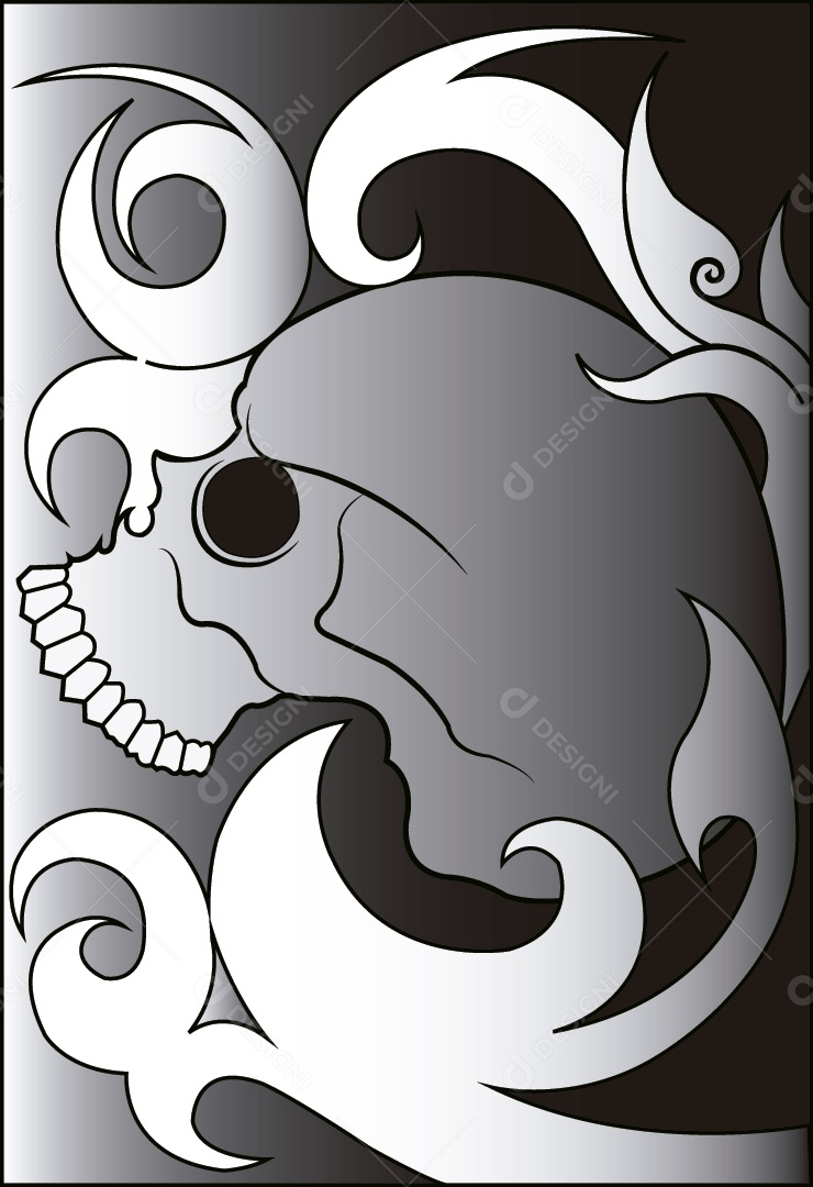 Estampa de Desenho de Caveira Ilustração Vetor EPS