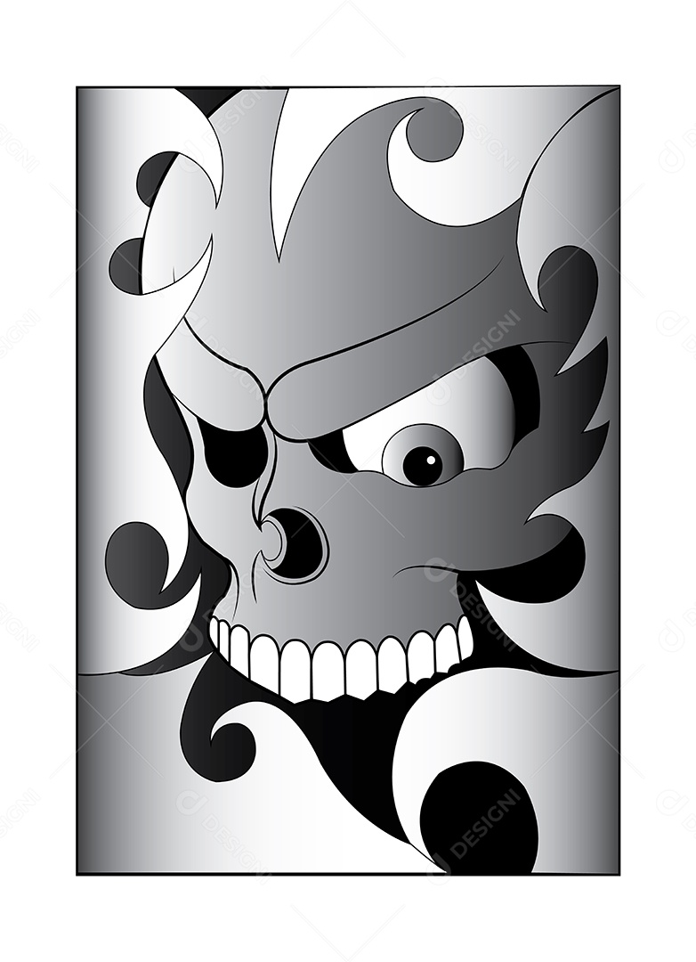 Estampa de Desenho de Caveira Ilustração Vetor EPS