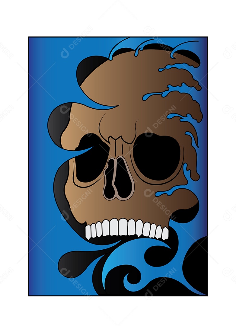 Estampa de Desenho de Caveira Ilustração Vetor EPS