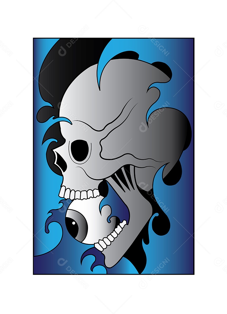 Estampa de Desenho de Caveira Ilustração Vetor EPS