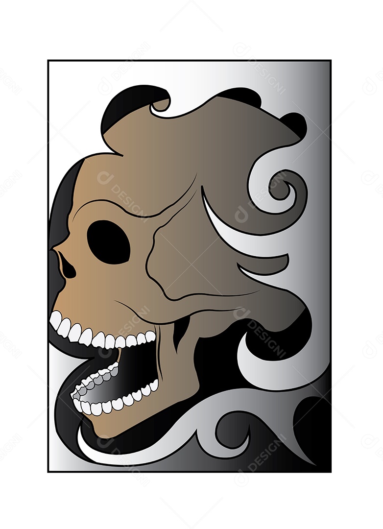 Estampa de Desenho de Caveira Ilustração Vetor EPS