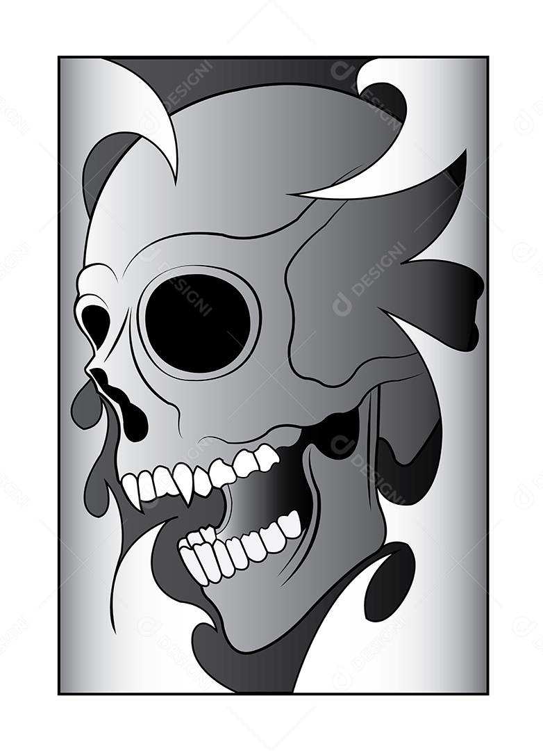 Estampa de Desenho de Caveira Ilustração Vetor EPS