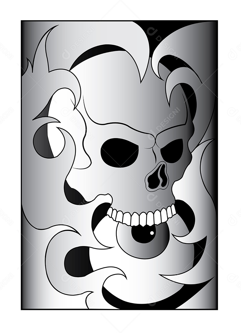 Estampa de Desenho de Caveira Ilustração Vetor EPS