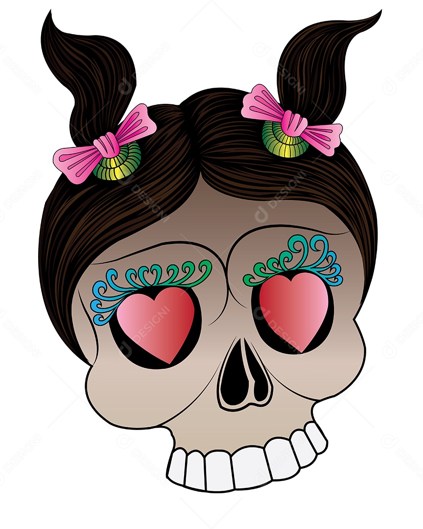 Estampa de Mulher Caveira Ilustração Vetor EPS