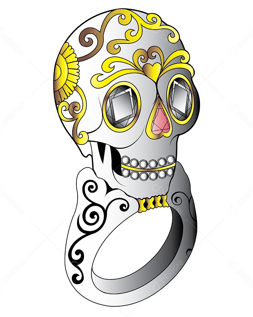 Estampa de Anel de Caveira Ilustração Vetor EPS