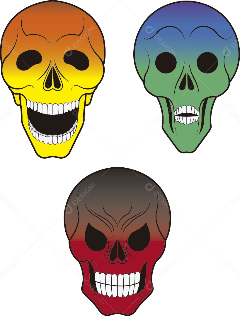 Estampa de Caveiras Ilustração Vetor EPS