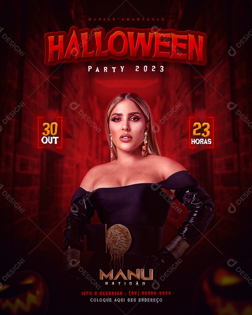 Social Media Flyer Feed Halloween Manu Batidão PSD Editável