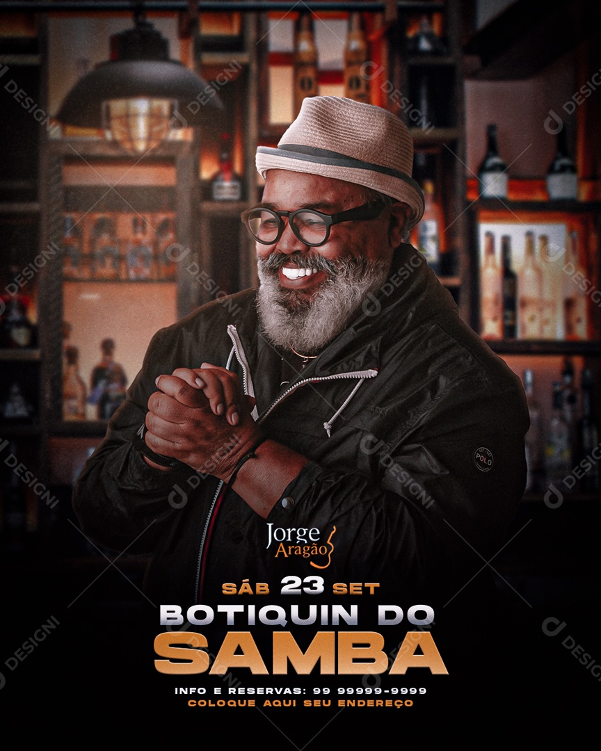 Flyer Feed Botiquin Do Samba Jorge Aragão Social Media PSD Editável
